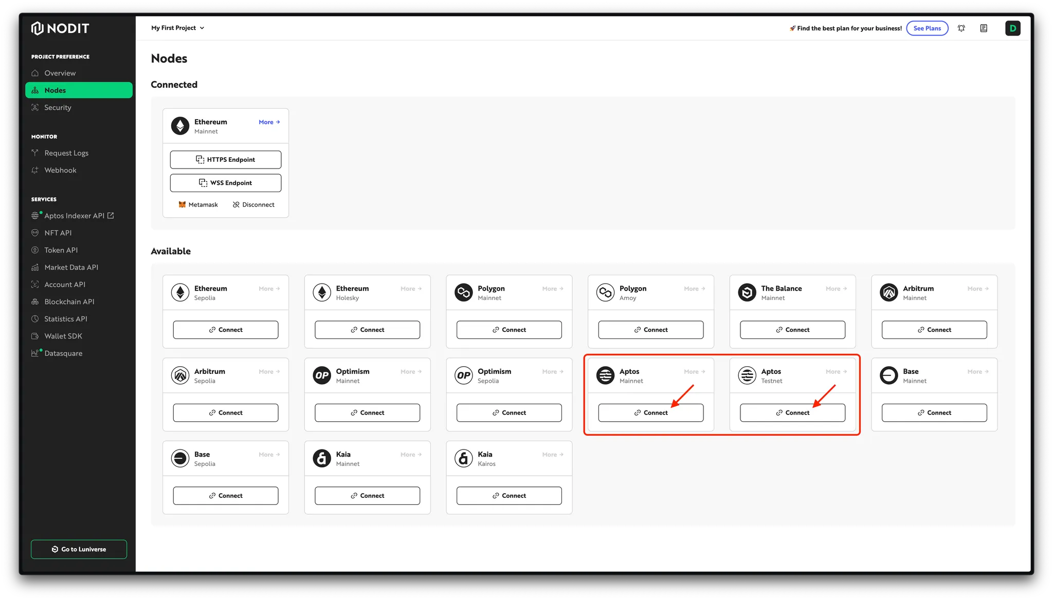 Nodit connect network