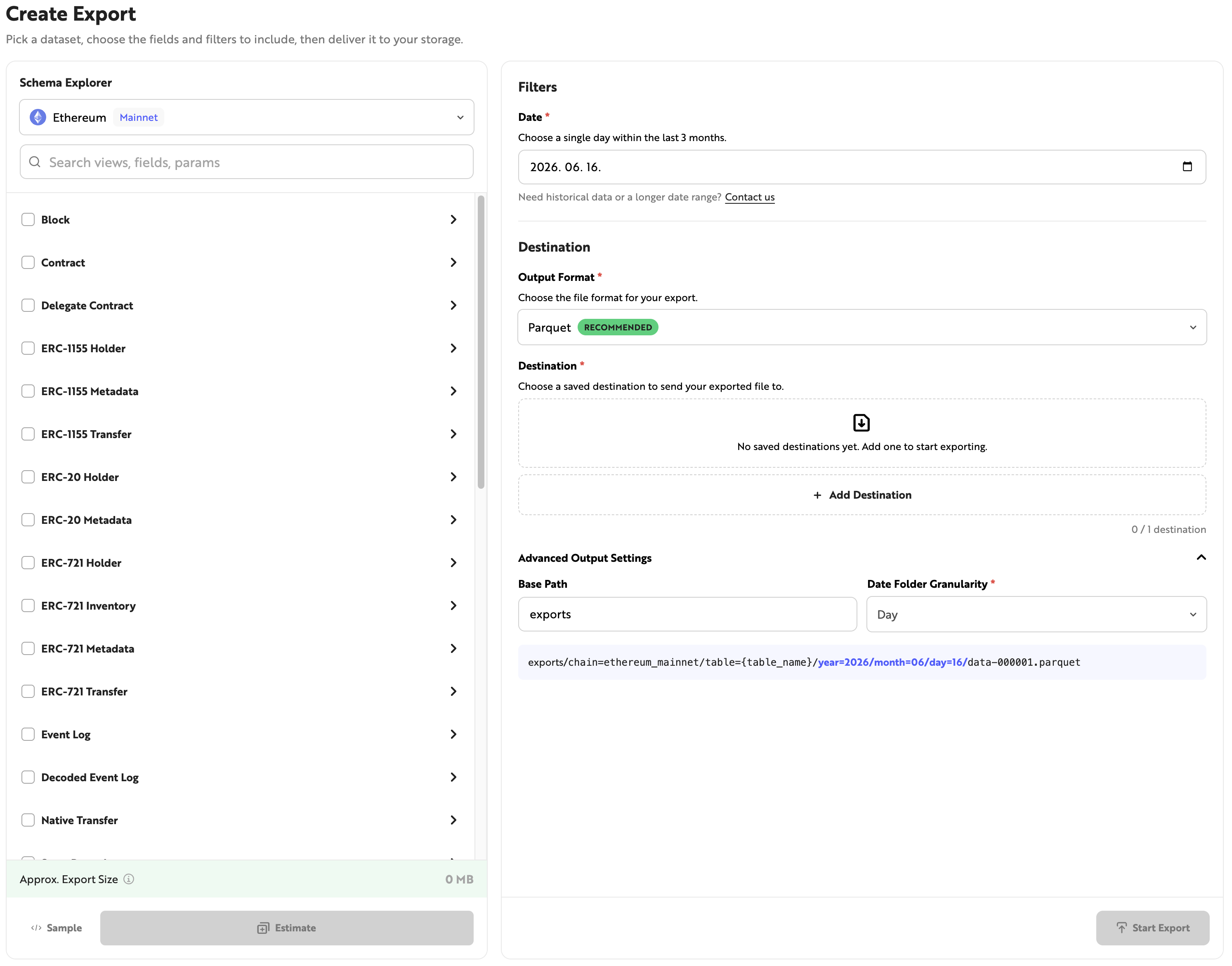 Nodit Datashare export