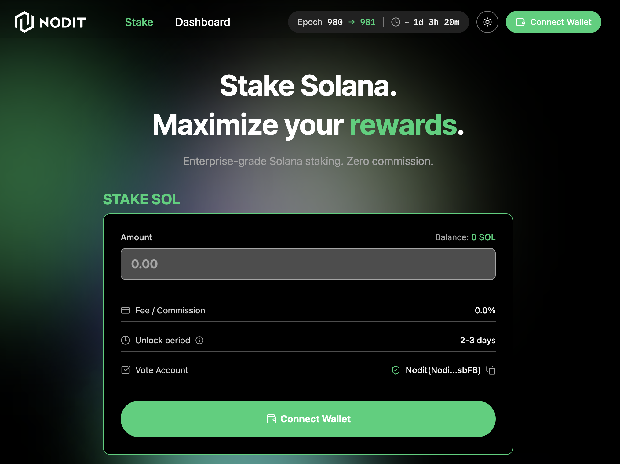 Nodit Solana Staking Service Connecting Wallet