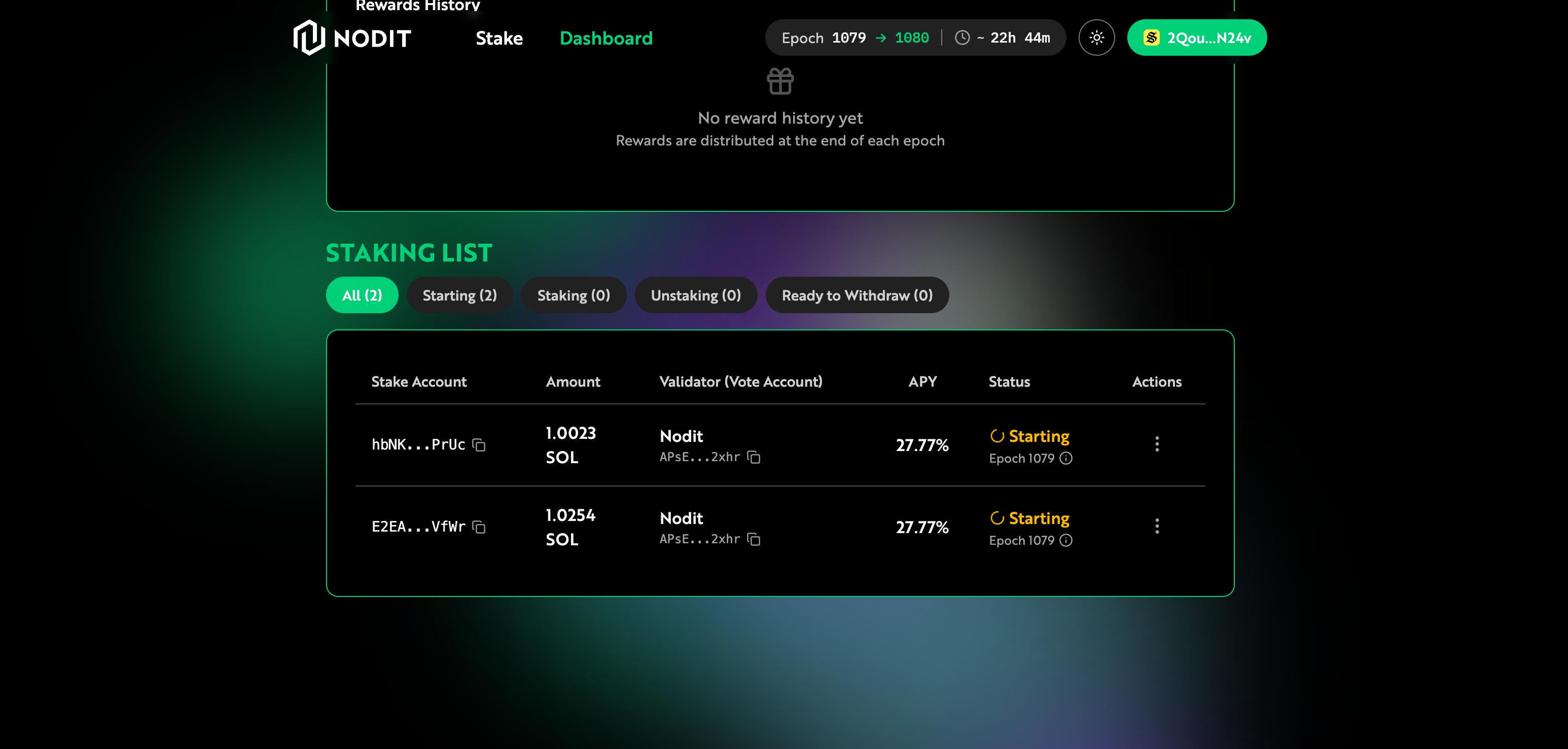 Nodit Solana Status Staking