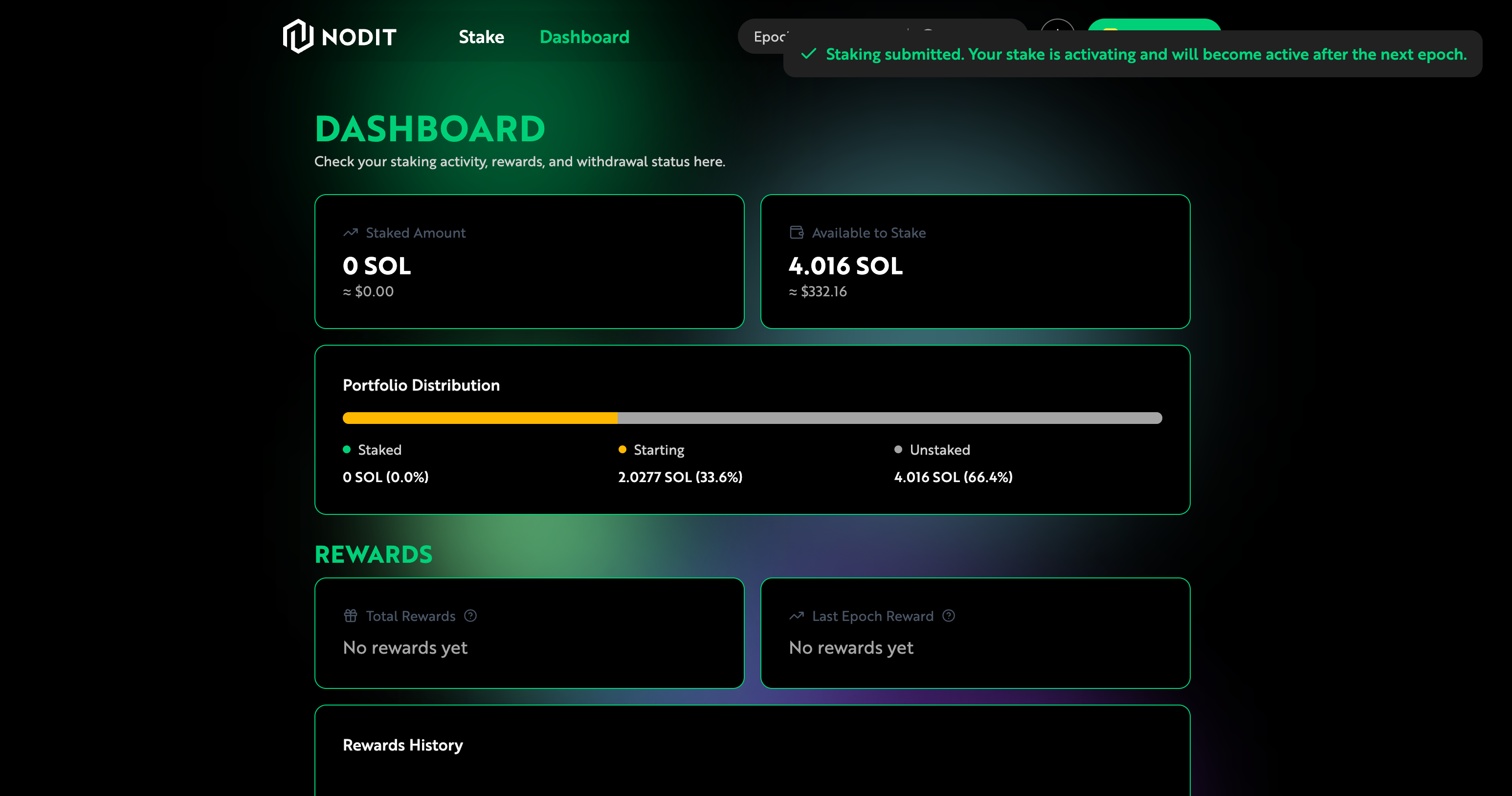 Nodit Solana Success Staking