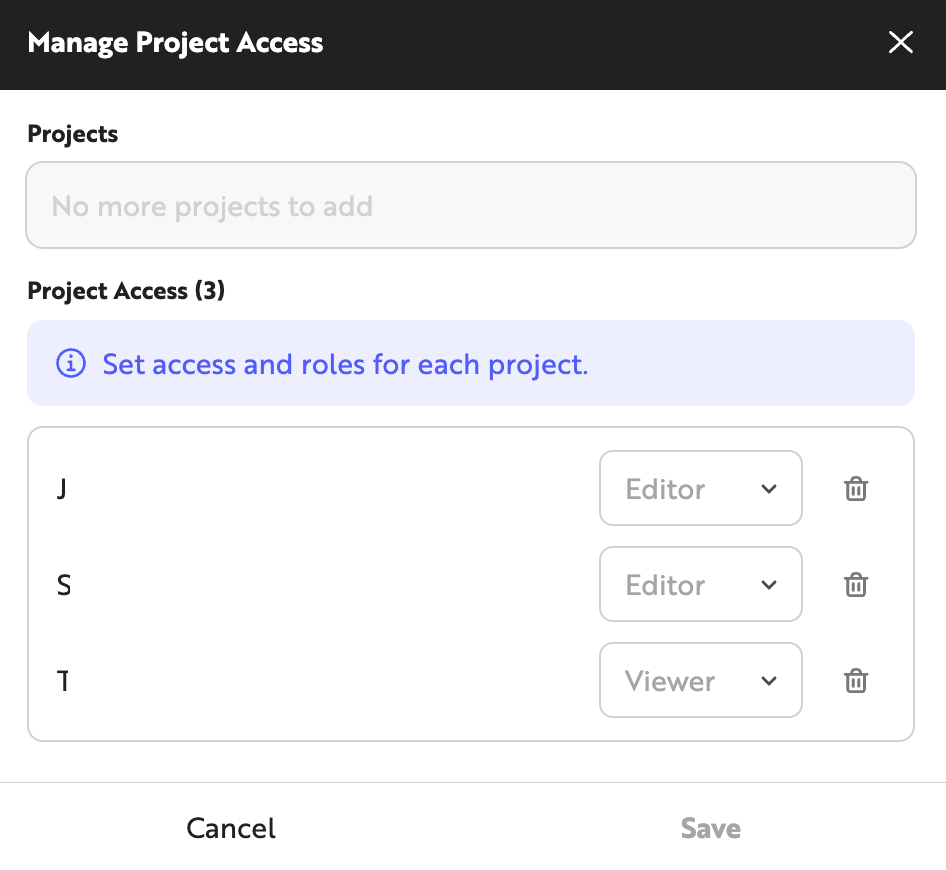 Role change modal