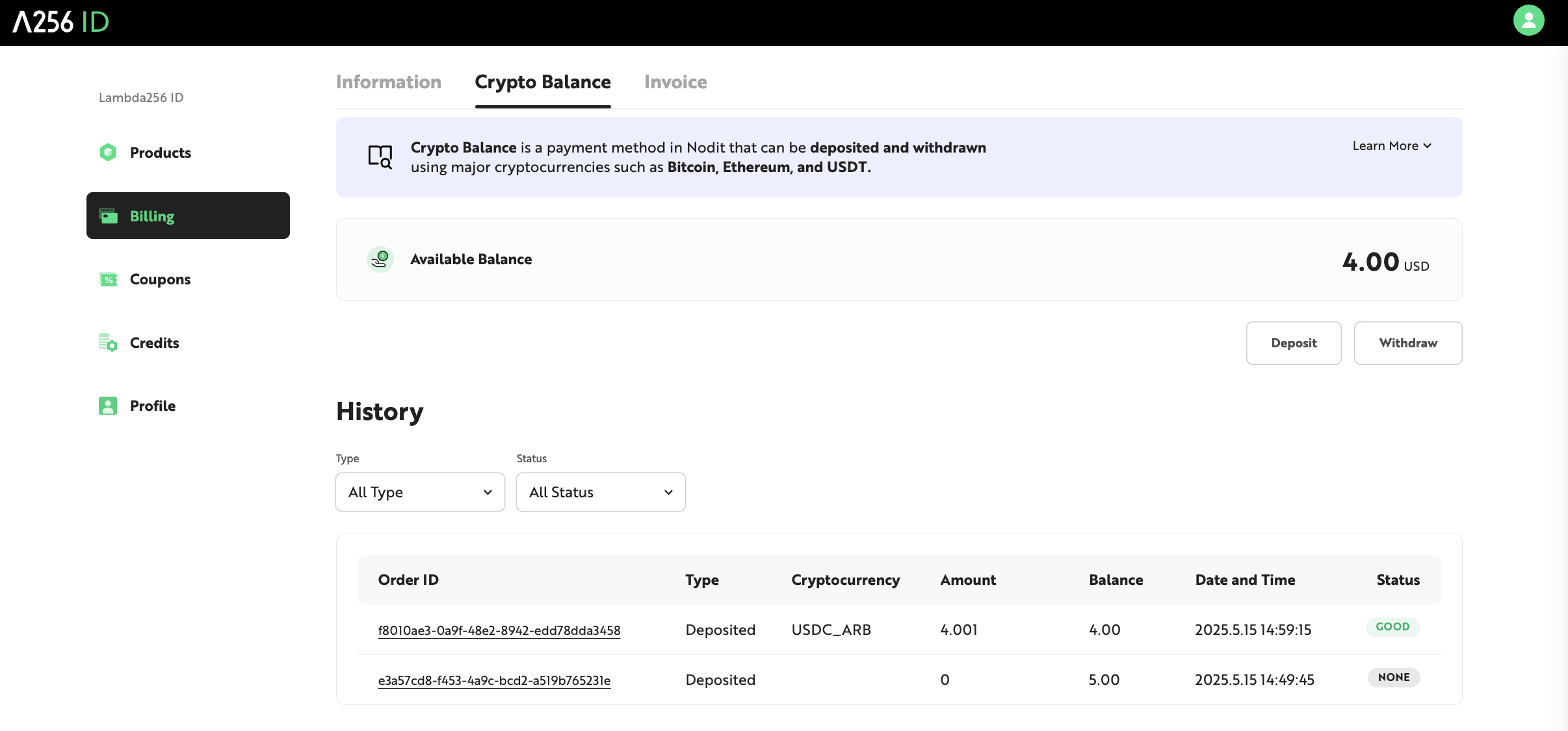Updated Crypto Balance