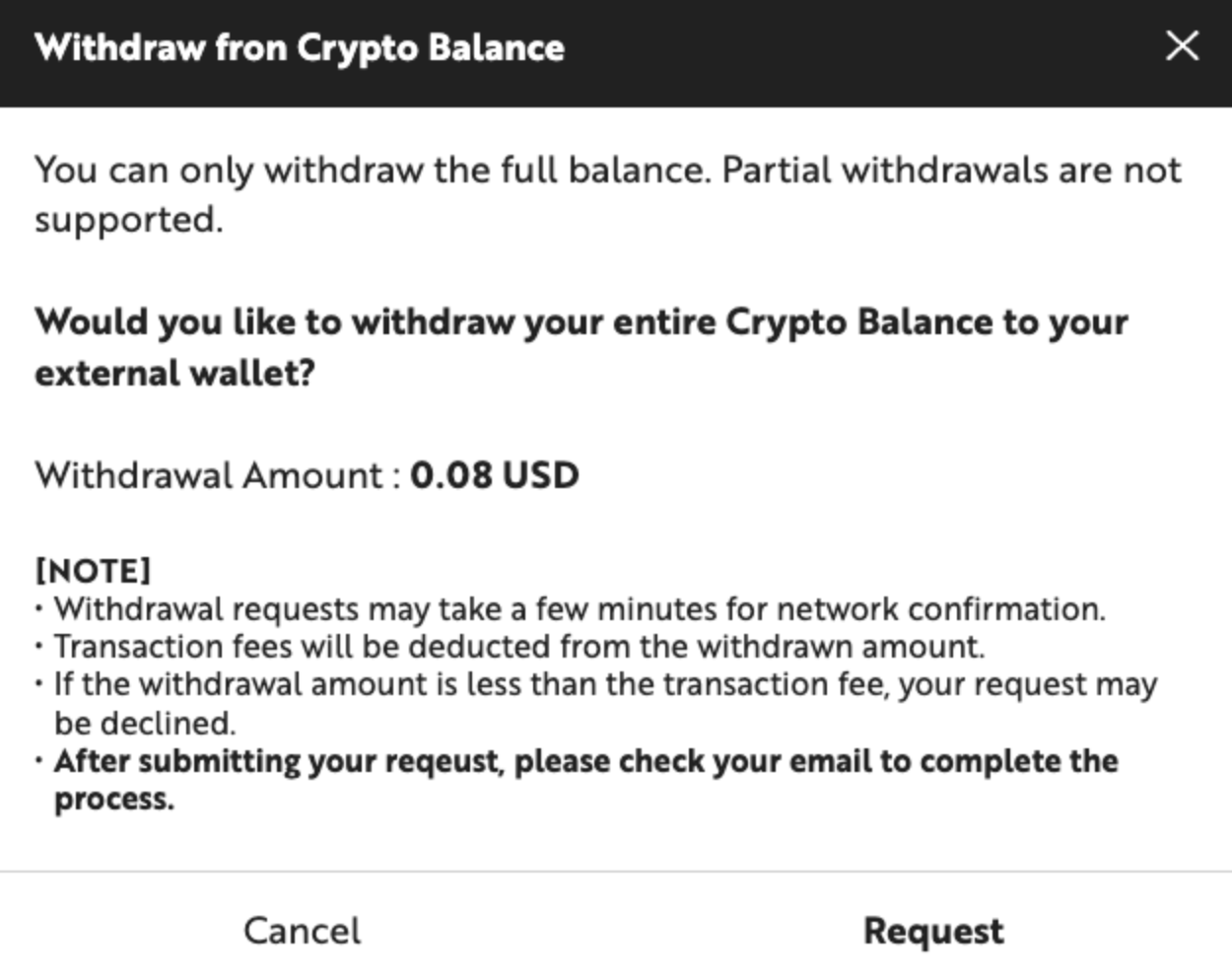 Withdraw button