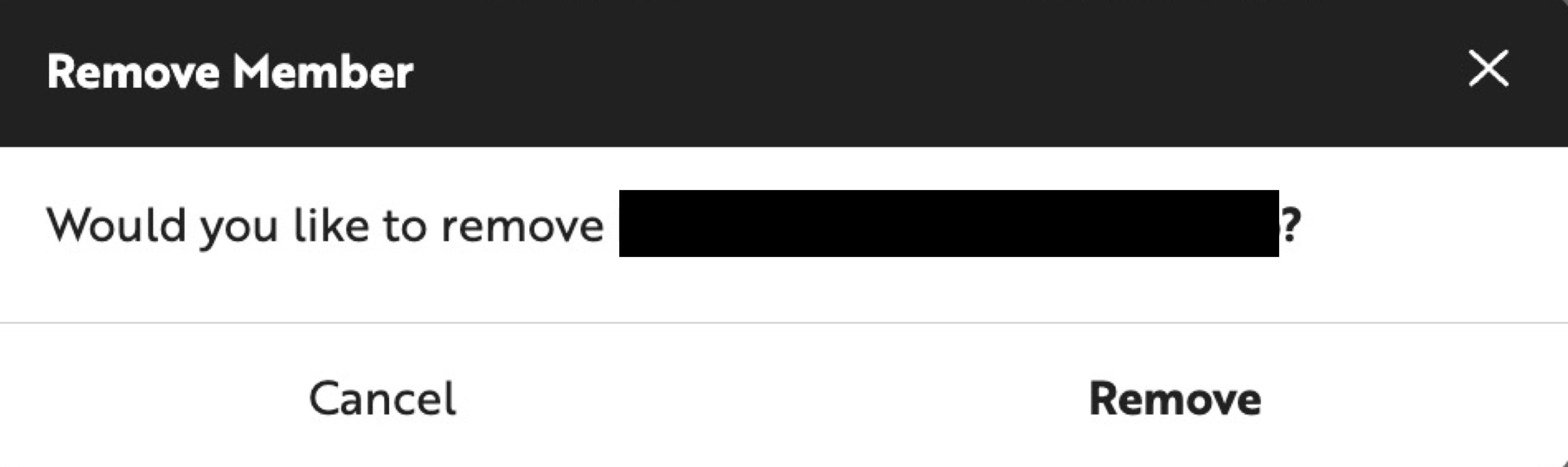 Member removal confirmation popup