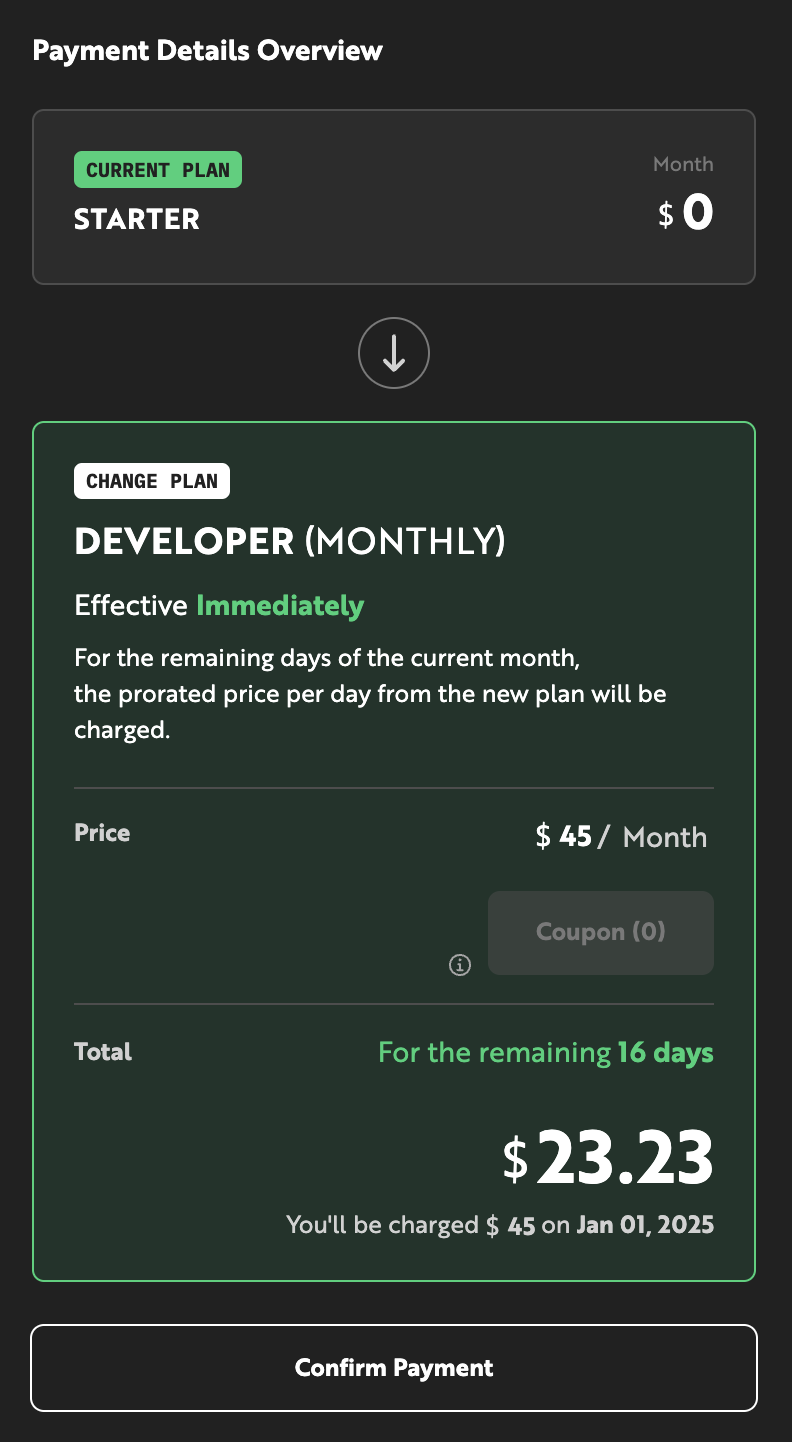 Payment Details Overview box