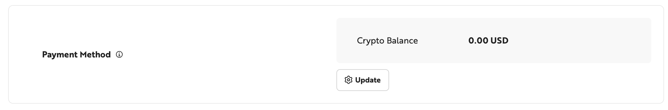 Update button for the payment method
